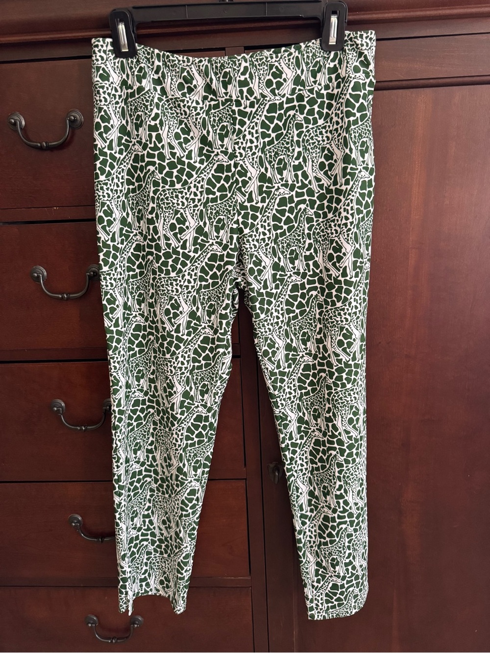 Jude Connally Lucia Pant in Jude Cloth Green Giraffe Print EUC